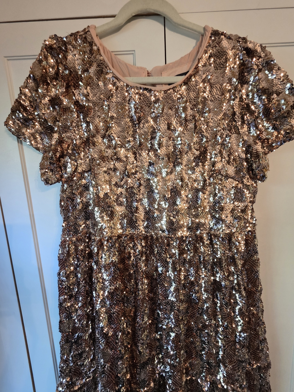 Anthropologie Maeve Rose Gold Sequin Midi Dress - Picture 3 of 9